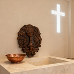 First Communion Christian Wood Carving - Sacrament of the Holy Eucharist Plaque - design detail