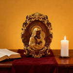 Mother Mary with Baby Jesus Wood Carving Decor - size and finish detail