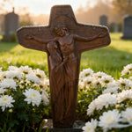 🕯 Joan of Arc Cross Wood Carving – Our Lady of Sorrows / Crucifix - craftsmanship detail