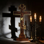 Orthodox Crucifixion Crucifix Wooden Tabletop Ornament - size and finish detail