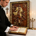 Assumption of Mary Hand-Carved Wood Wall Art: A Tribute to Heavenly Glory - craftsmanship detail