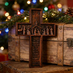 Nativity Scene Crucifix Wooden Wall Decoration - product view