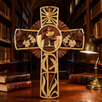 Eucharistic Chalice Wooden Cross: A Christian Symbol of the Last Supper & Redemption - craftsmanship detail