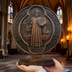 St. Benedict Double-Sided Wooden Desk Plaque: A Christian Symbol of Protection & Faith - design detail