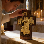 Good Shepherd Wooden Cross: A Religious Gift of Endless Care & Guidance - design detail
