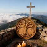 Tree of Life Wood Wall Art Decor Best Christmas Gift - With Free Stand - size and finish detail
