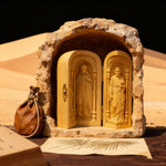 Hand-Carved Travel Triptych Altar: The Holy Family at Your Side - side view