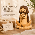 St. Joseph with Lily Wooden Figurine – Original Wood Inlay Blessing Decor