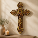 Hand-Carved Beechwood Our Lady of Guadalupe Wall Cross – Catholic Christian Home Décor - Christian gift presentation