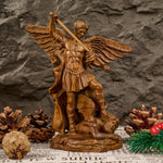 Boxwood Archangel Michael Carving: A Christmas Gift of Divine Protection - size and finish detail