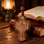 St. Michael the Archangel Wooden Cross Pendant - design detail