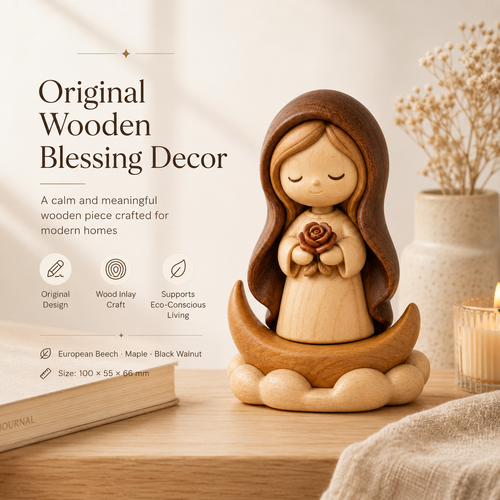 Original Wooden Virgin Mary Blessing Decor