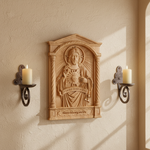 Sacred Heart of Jesus Hand-Carved Beechwood Relief - Divine Mercy Home Altar Decor - craftsmanship detail