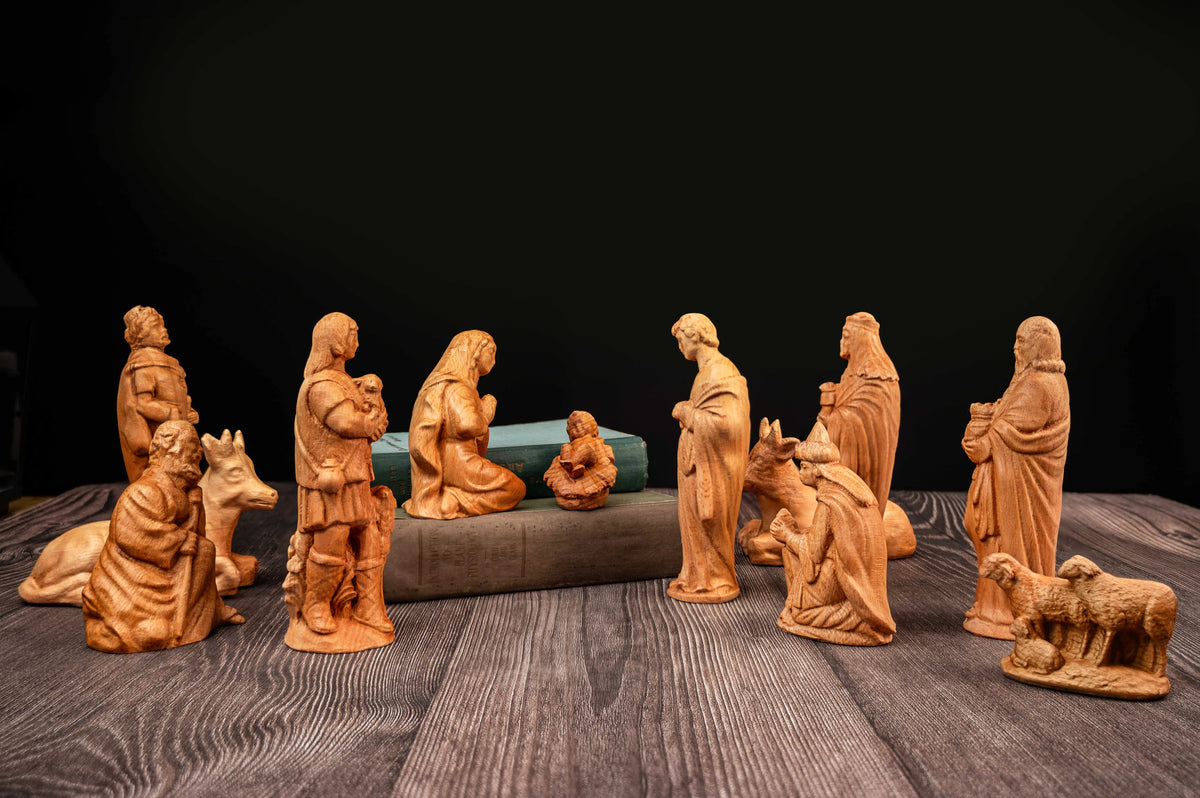 Jesus Manger Nativity Scene Wooden Statue Tabletop Ornament - Best Christmas Gifts - mokarve