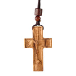 Wooden Savior Cross Necklace - Christian gift presentation