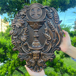 First Communion Christian Wood Carving - Sacrament of the Holy Eucharist Plaque - mokarve