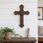 Lamb of God Wood Carving Cross Wall Decor - Paschal lamb - product view