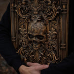 Panel Skull wood carving, wall art, picture, wall hangings - mokarve