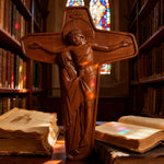 🕯 Joan of Arc Cross Wood Carving – Our Lady of Sorrows / Crucifix - design detail