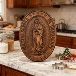 Vintage Colorful Our Lady of Guadalupe Wood Carving 🎨🪵 - Patron Saint of the Americas & Unborn Childre - design detail