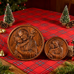 Joseph and Baby Jesus wood carving plaque - Father‘s day gift - product view