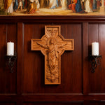 Ascension of Jesus wood carving cross - size and finish detail