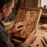 Natural Ash Wood Magician Carved Art: Whimsy Woven in Warm Wood - Christian gift presentation