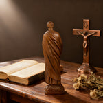 St. Peter Boxwood Sculpture Hand-Carved Apostle Figure | Your Spiritual Companion in Faith & Restoration - design detail
