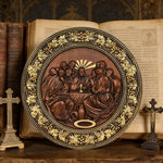 The Last Supper Round Wooden Sculpture - design detail