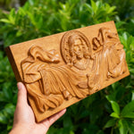 Trinity of Grace” Hand-Carved Jesus & Holy Spirit Wood Wall Art – 22.75 - side view