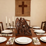 Hand-Carved Holy Family & Guardian Angel Solid Wood Statue: A Faith Artwork Anchoring Divine Blessings f - Christian gift presentation