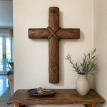 Hand-Carved Beechwood Intertwined Cross of Unity in Christ - size and finish detail