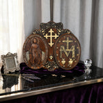 Miraculous Medal Wood Carving Decor - Medal of Our Lady of Graces - Christian gift presentation