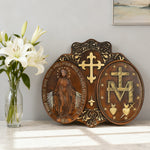 Miraculous Medal Wood Carving Decor - Medal of Our Lady of Graces - design detail