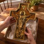 The Ascension Cross - Hand-Carved Jesus Crucifix with Holy Spirit Dove