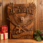 Handcrafted Solid Wood Wall Art - Commemorating the Second Amendment - side view