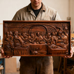 Last Supper Religious Carving Icons Gifts Wood Carving Religious Wood Wall Art - side view