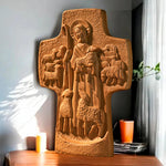 Good Shepherd Crucifix Wood Carving Religious Gift - Endless Care and Guidance - mokarve