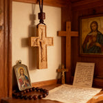 Wooden Savior Cross Necklace - size and finish detail