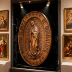 Vintage Colorful Our Lady of Guadalupe Wood Carving 🎨🪵 - Patron Saint of the Americas & Unborn Childre - product view