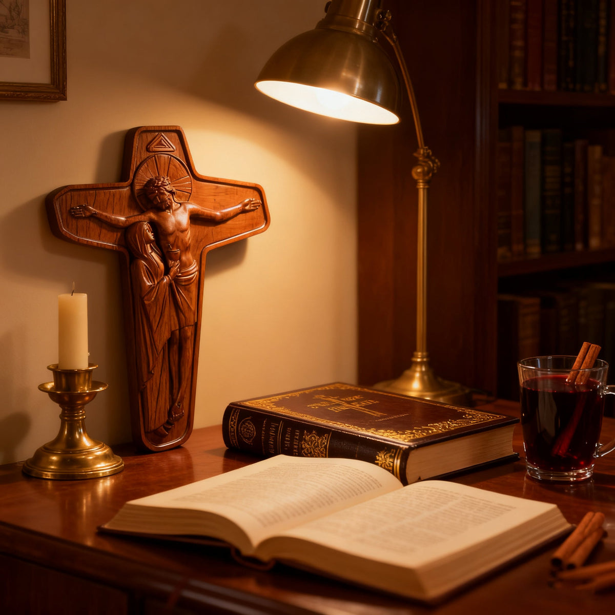 🕯 Joan of Arc Cross Wood Carving – Our Lady of Sorrows / Crucifix - size and finish detail