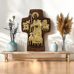 Good Shepherd Crucifix Wood Carving Religious Gift - Endless Care and Guidance - mokarve
