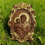“St. Joseph & Child Jesus” Hand-Carved Wood Icon – A Timeless Christian Gift for Father’s Day & Faithful - size and finish detail