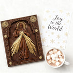 The Sacred Heart and Divine Mercy Jesus Christ Wood Wall Plaque - Christian gift presentation
