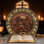 The Last Supper Round Wooden Sculpture - product view