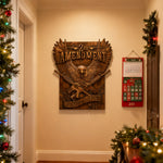 Handcrafted Solid Wood Wall Art - Commemorating the Second Amendment - size and finish detail