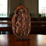 Natural Beechwood Nativity Scene Wooden Carved Plaque Tabletop Arrangement - mokarve