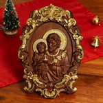 “St. Joseph & Child Jesus” Hand-Carved Wood Icon – A Timeless Christian Gift for Father’s Day & Faithful - side view