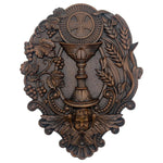 First Communion Christian Wood Carving - Sacrament of the Holy Eucharist Plaque - mokarve