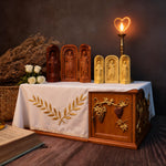 Hand-Carved Travel Triptych Altar: The Holy Family at Your Side - craftsmanship detail